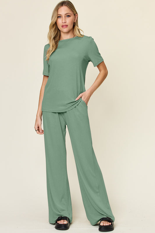 Oh So Comfy Oversized Short Sleeve and Wide Leg Lounge Set