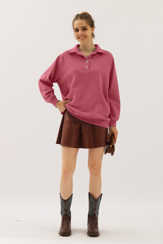 Relaxed Comfort Quarter-Button Collared Pullover