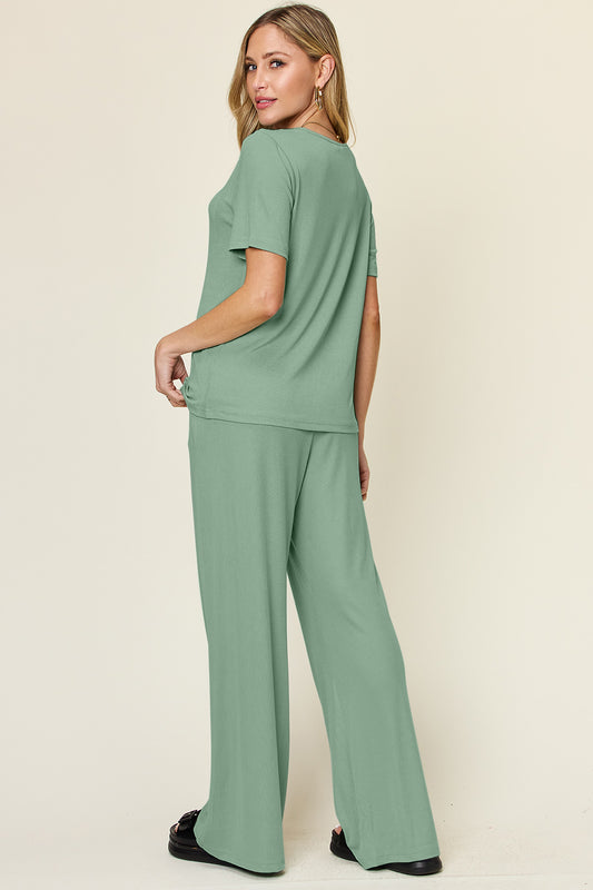 Oh So Comfy Oversized Short Sleeve and Wide Leg Lounge Set