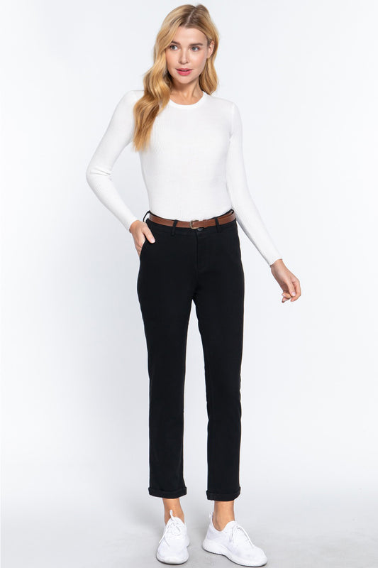 Refined Confidence Twill Straight Pants