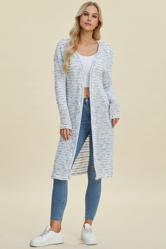 Cozy Sleek Open Front Knee Length Cardigan