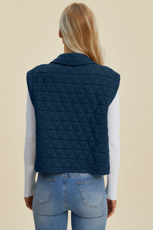 Quilted Comfort Collared Snap Down Vest