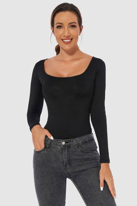 Everyday Basic Scoop Neck Long Sleeve Bodysuit