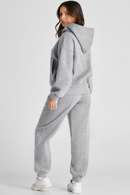 Basic Baddie Dropped Shoulder Hoodie and Sweatpants Set