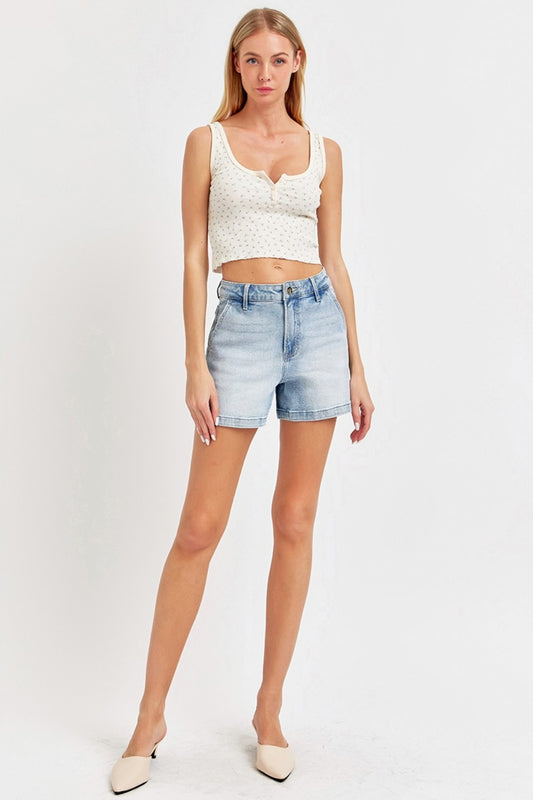 Classically Confident Light Wash Denim Shorts