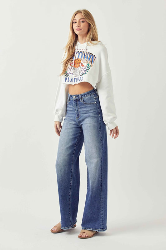 RISEN In Vogue Faded Wide Leg Jeans