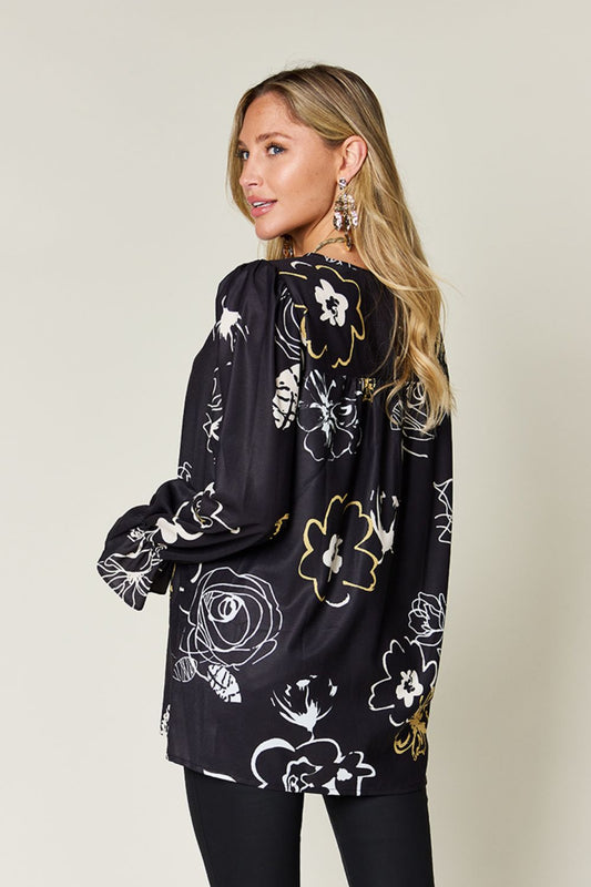 Flower Power Printed Long Sleeve Blouse