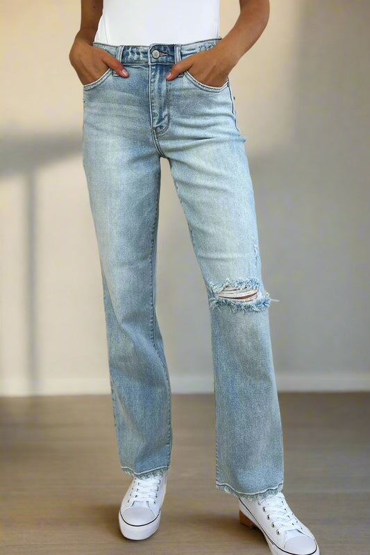 Judy Blue Bombshell Straight Stretch Distressed Jeans