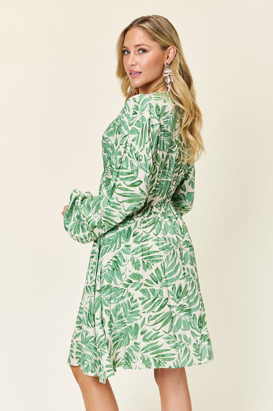 Green Goddess Watercolor Long Sleeve Mini Dress