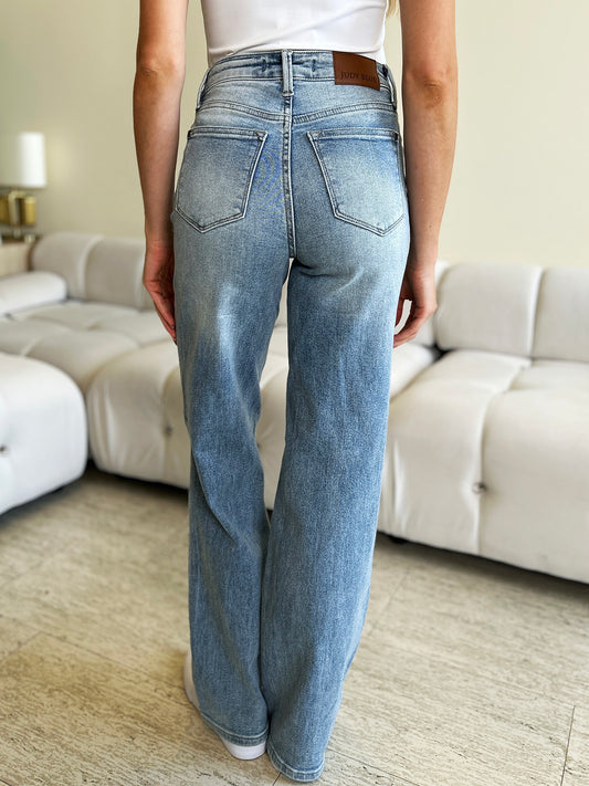 Judy Blue Confidently Cool V-Front Wide Leg Jeans