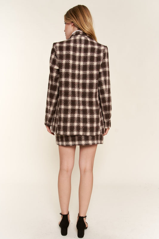 Sleek Plaid Brushed Luxury One Button Blazer