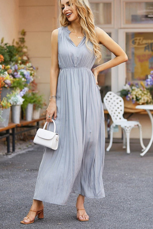 Brunch Chic Versatile Sleeveless Collared Maxi Dress