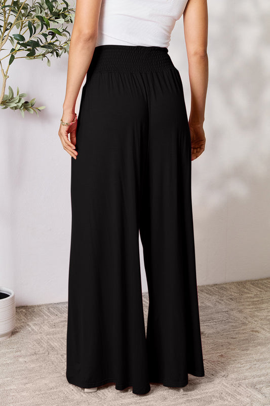 Boho Chic High Waisted Smocked Wide Leg Pants