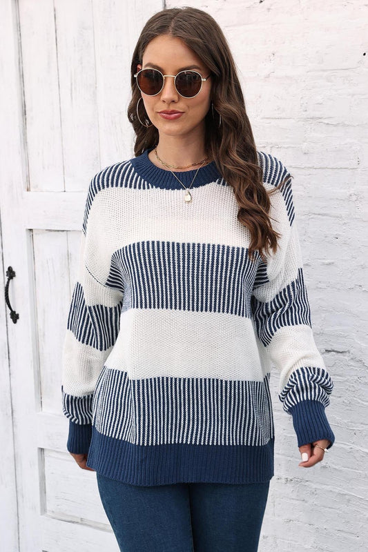 Opulence Double Stripe Chunky Knit Sweater